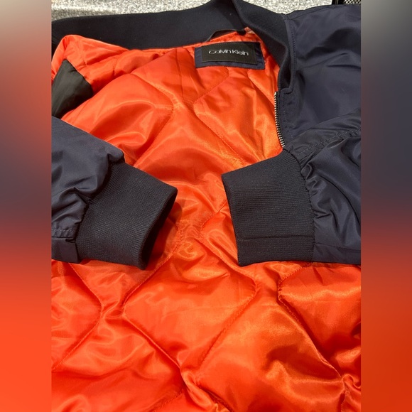 Men's Calvin Klein Navy Classic Nylon Bomber Jacket Size Small - Picture 13 of 15